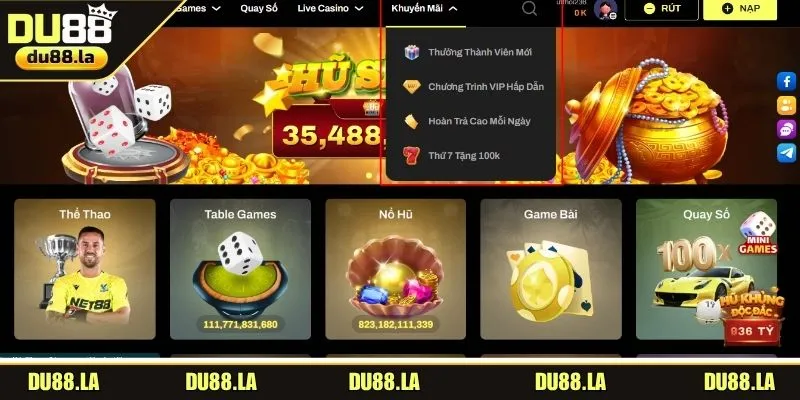Khuyến mãi mới nhất DU88 giúp hội viên tối ưu vốn cược của mình 